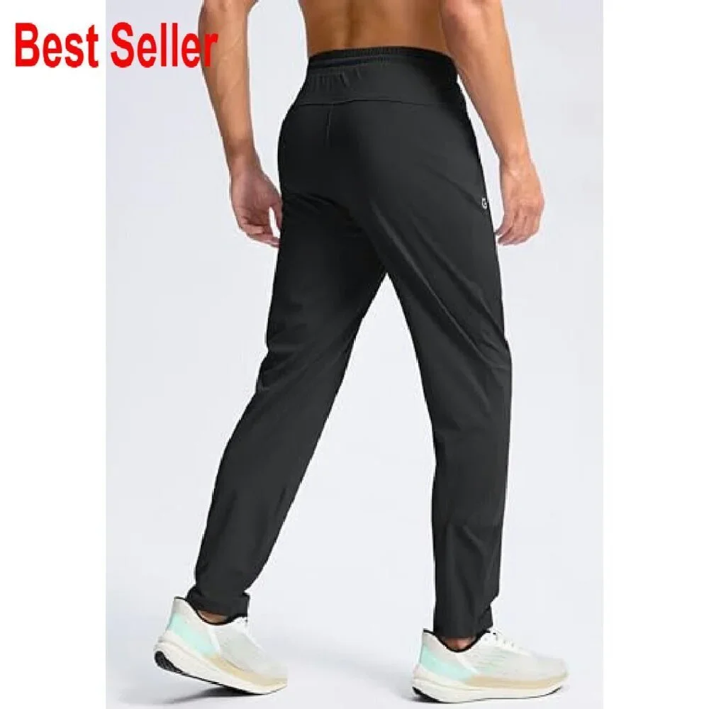 Men's Tall Sweatpants Stretch Joggers Zipper Pockets Athletic Workout Pants